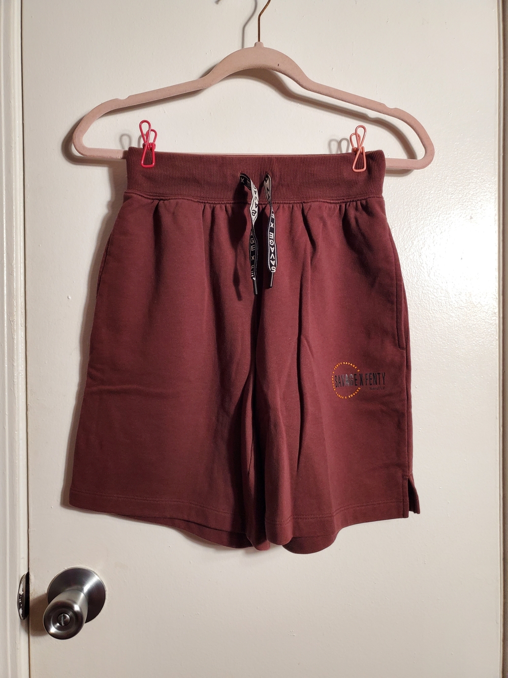 Savage X Fenty Maroon Drawstring High Waist Shorts